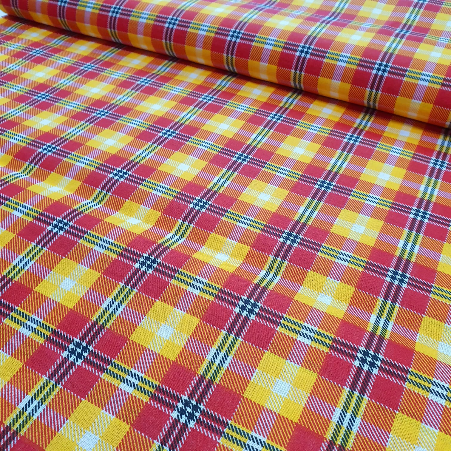 Tricoline Mista Xadrez Amarelo Marantex Tecidos