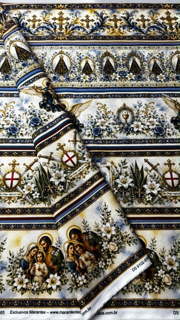 Tricoline Digital Exclusiva Marantex barrado Religioso  Nossa Senhora 