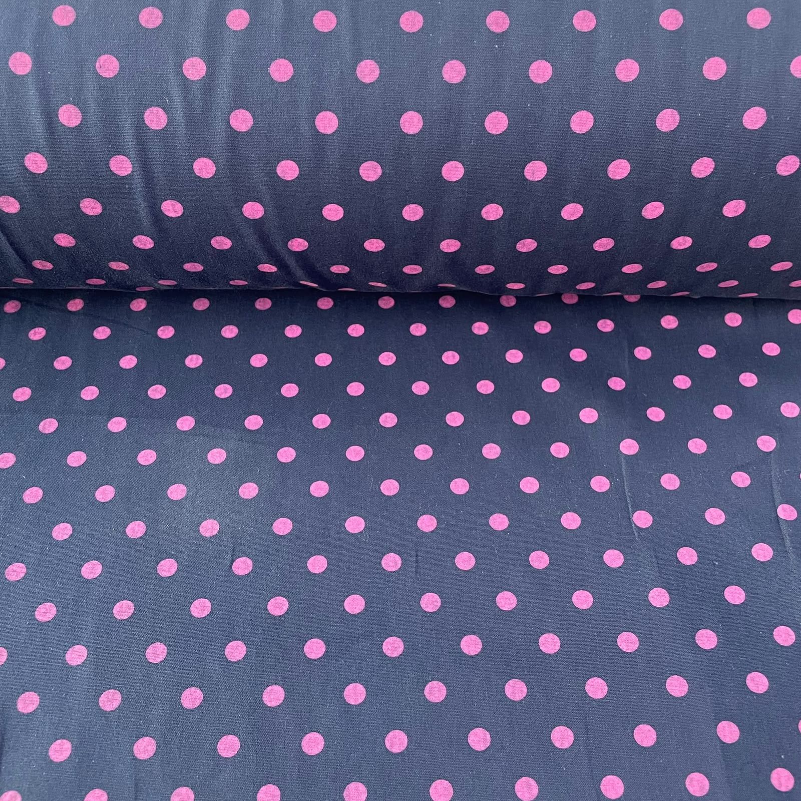 Tricoline Poá  Marinho com Pink