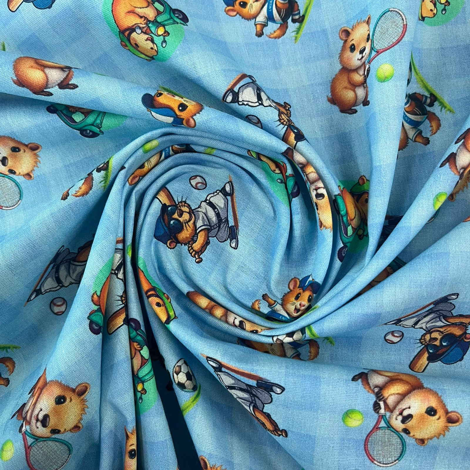 Tricoline Capivara e Urso Fundo Azul