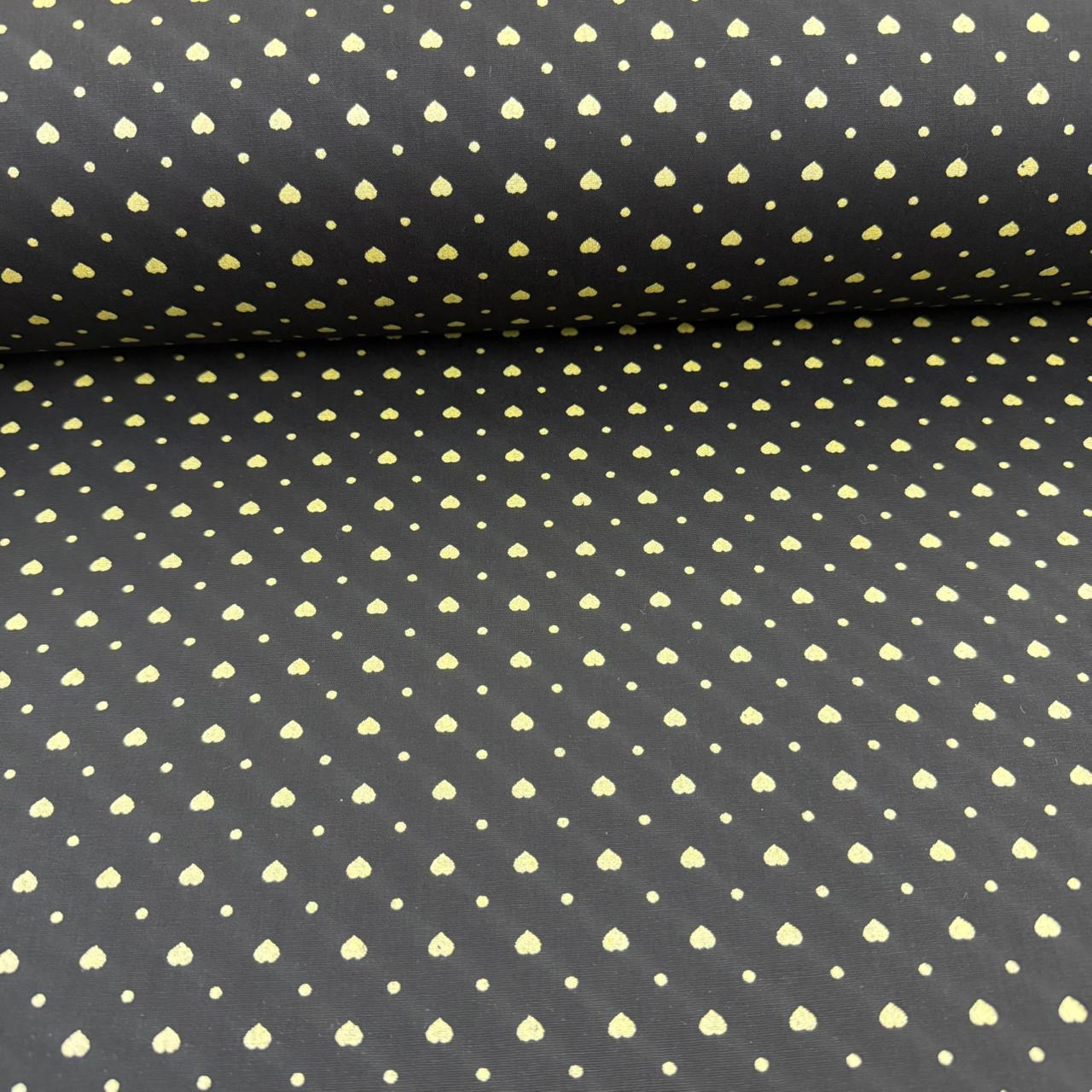 Tricoline  Coração Preto  Com Dourado