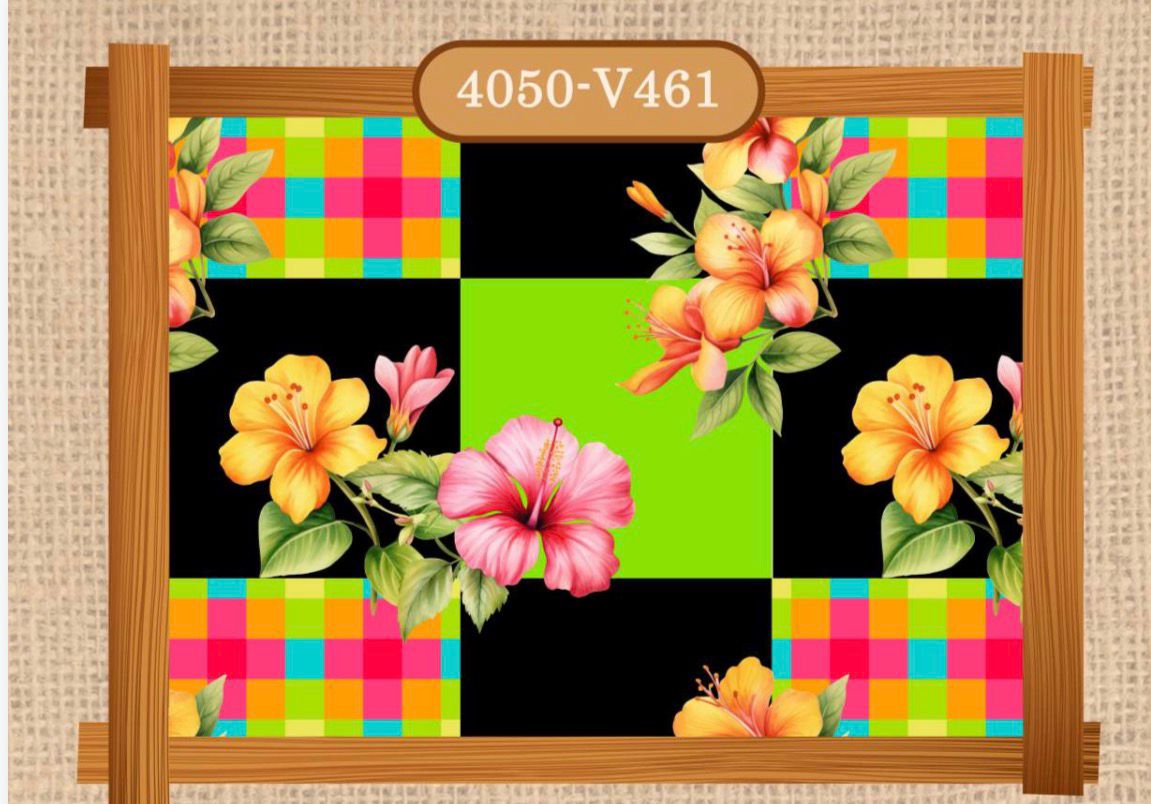 Tricoline Digital   Hibisco Grid Color Junino