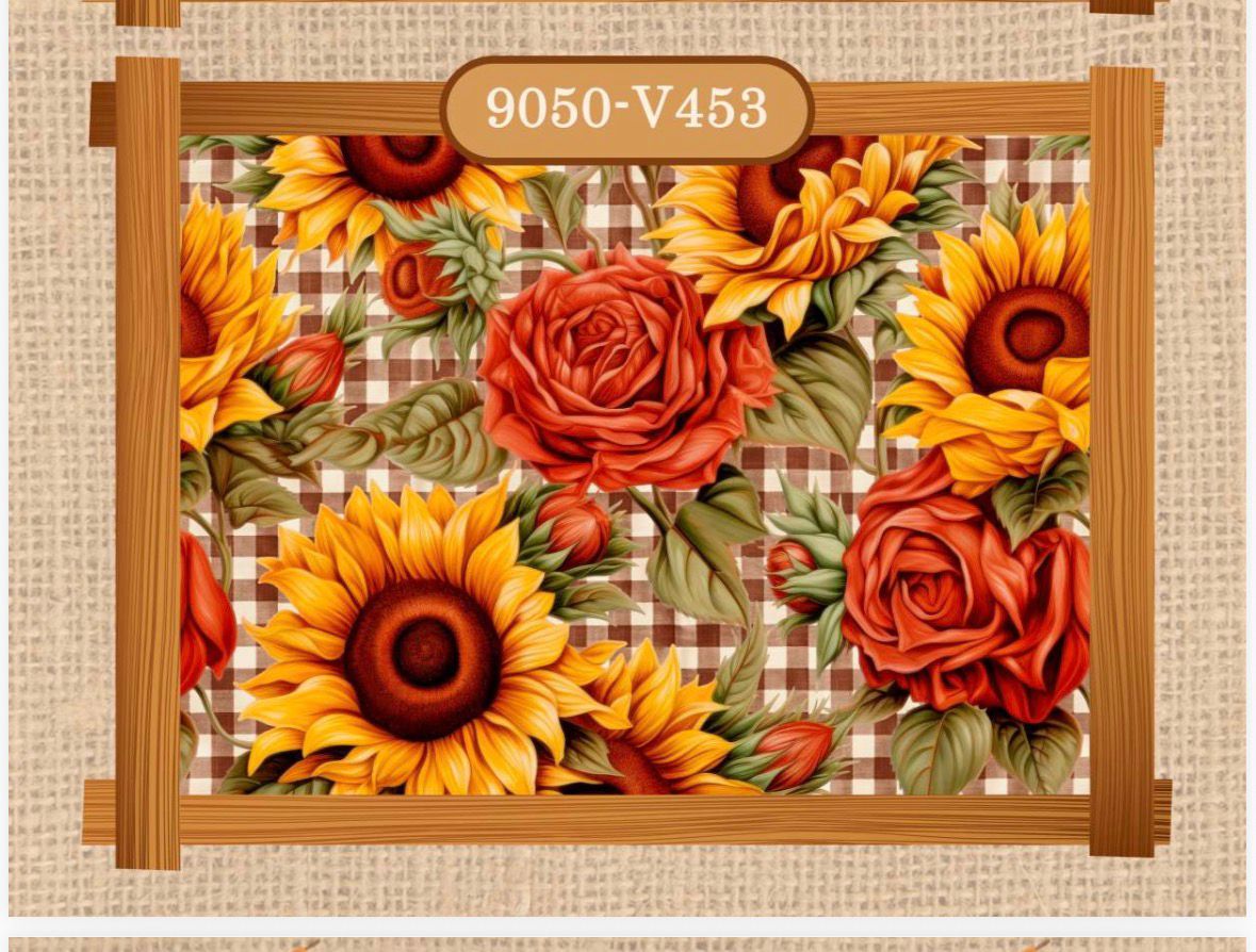 Tricoline Digital   Xadrez Rosas e Girassóis Junino