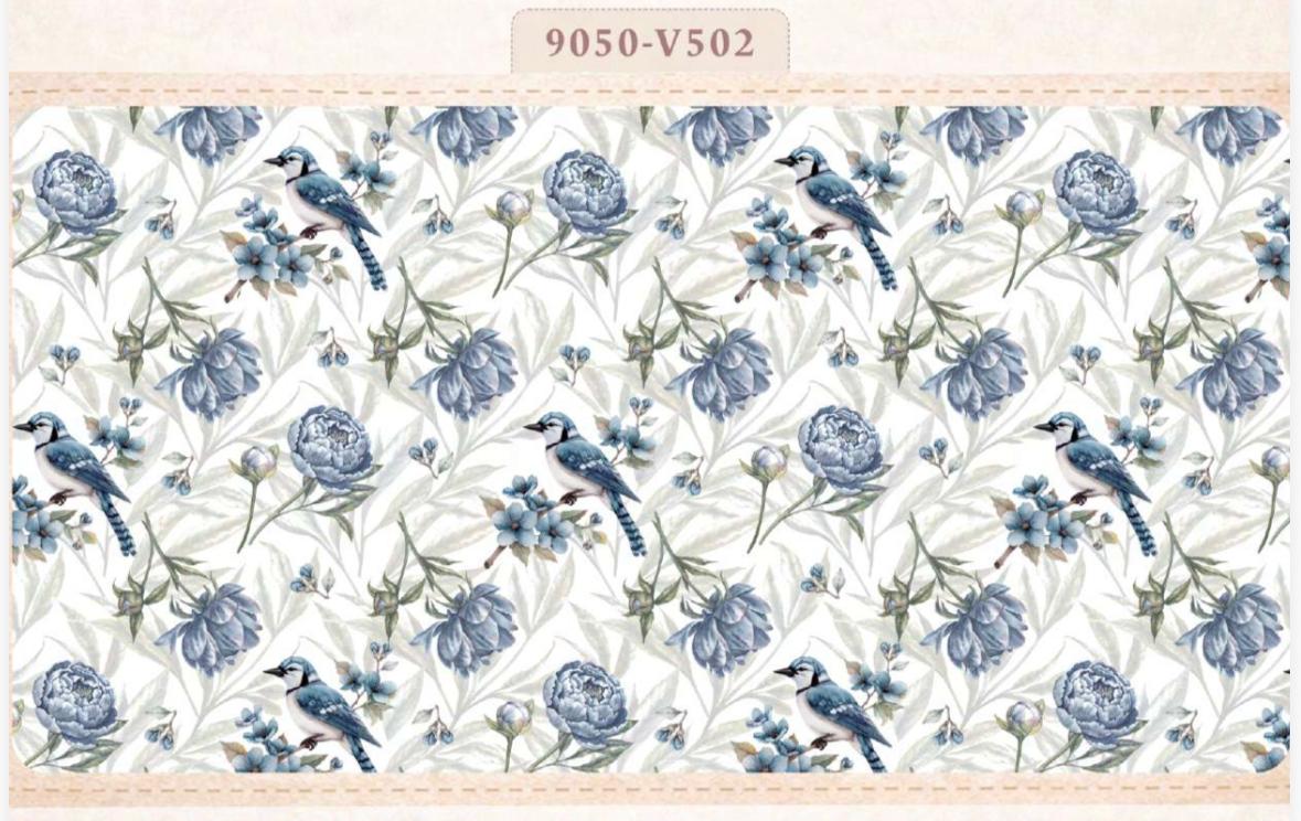 Tricoline Floral Azul