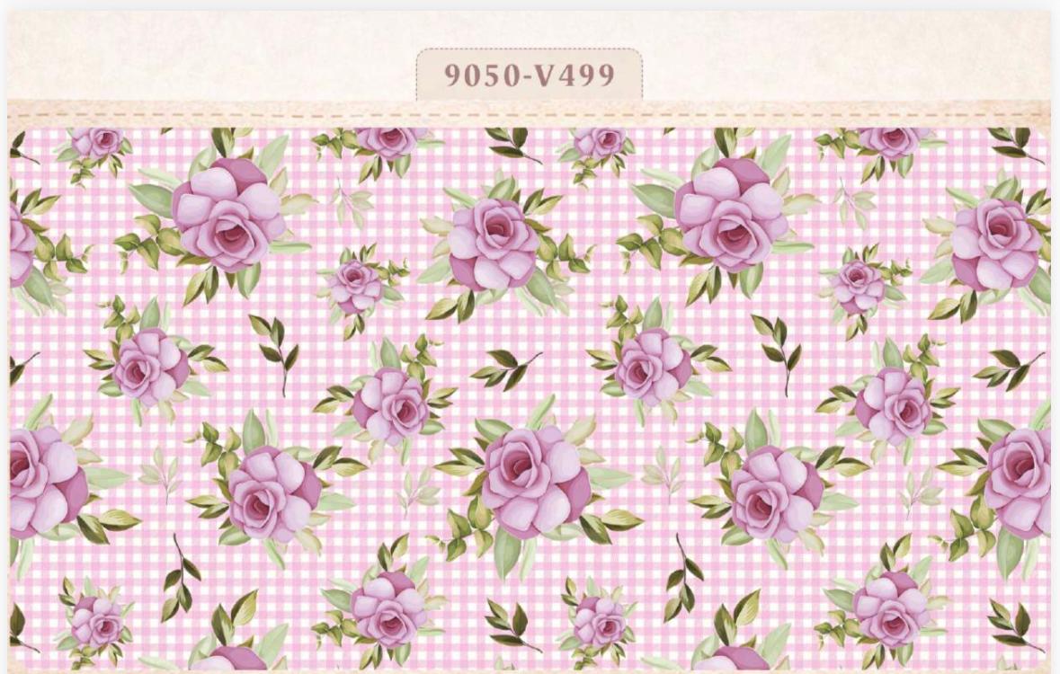 Tricoline Floral Rosas Fundo Xadrez