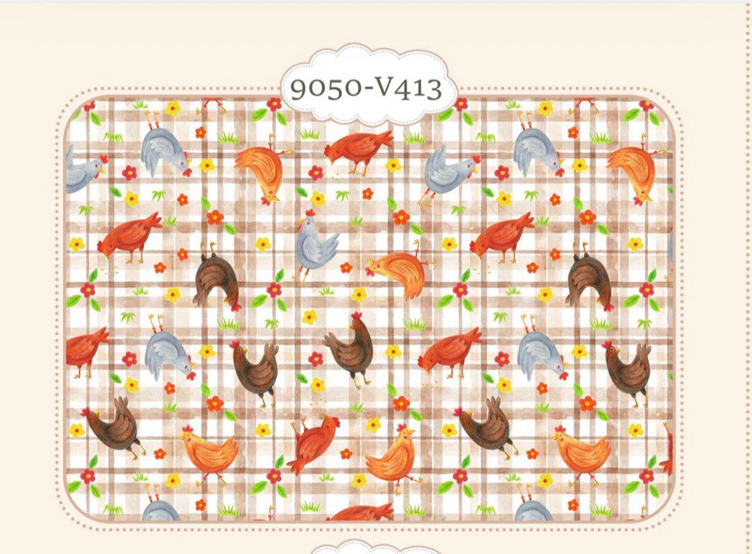 Tricoline Galinhas Fundo Xadrez