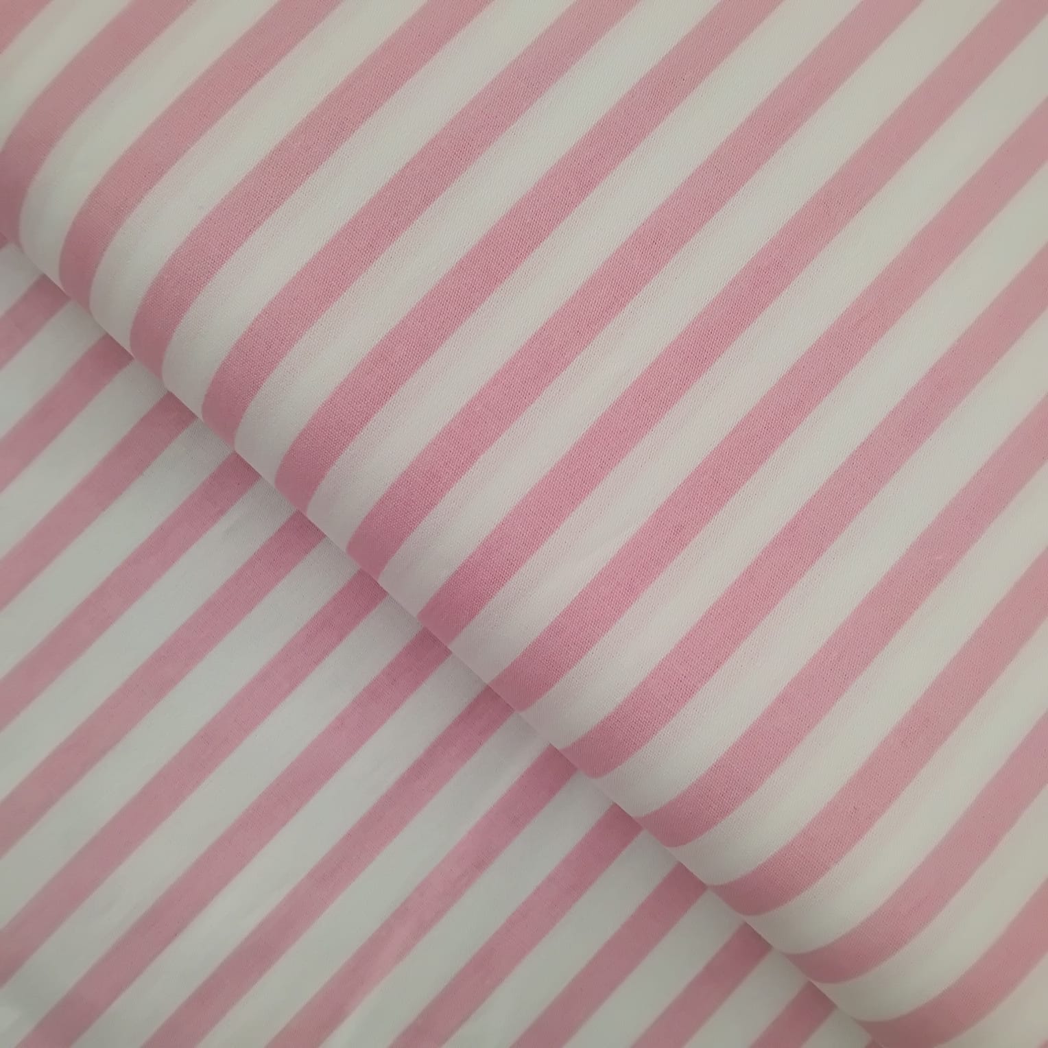 Tricoline Listrado Rosa Bebê