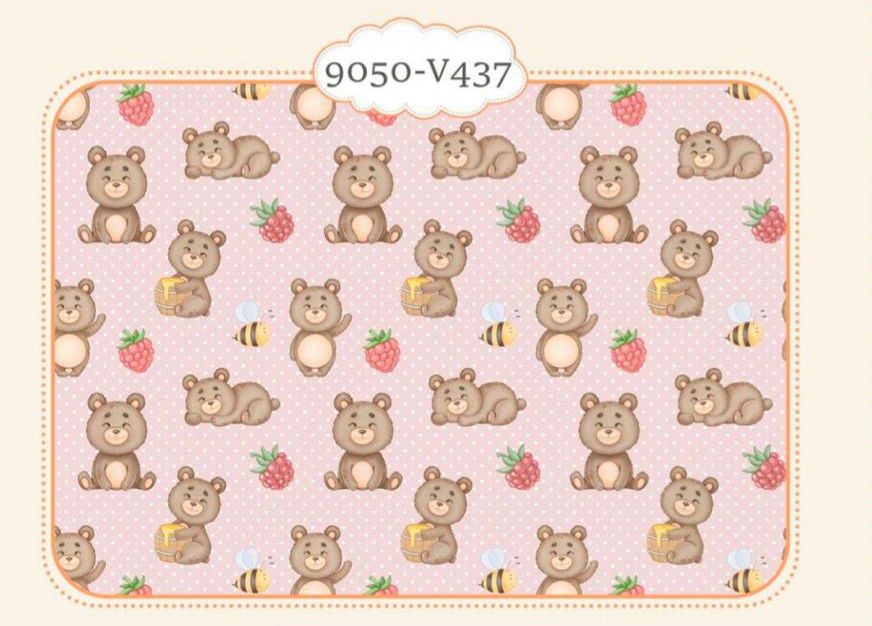 Tricoline Urso Fundo  Rosa