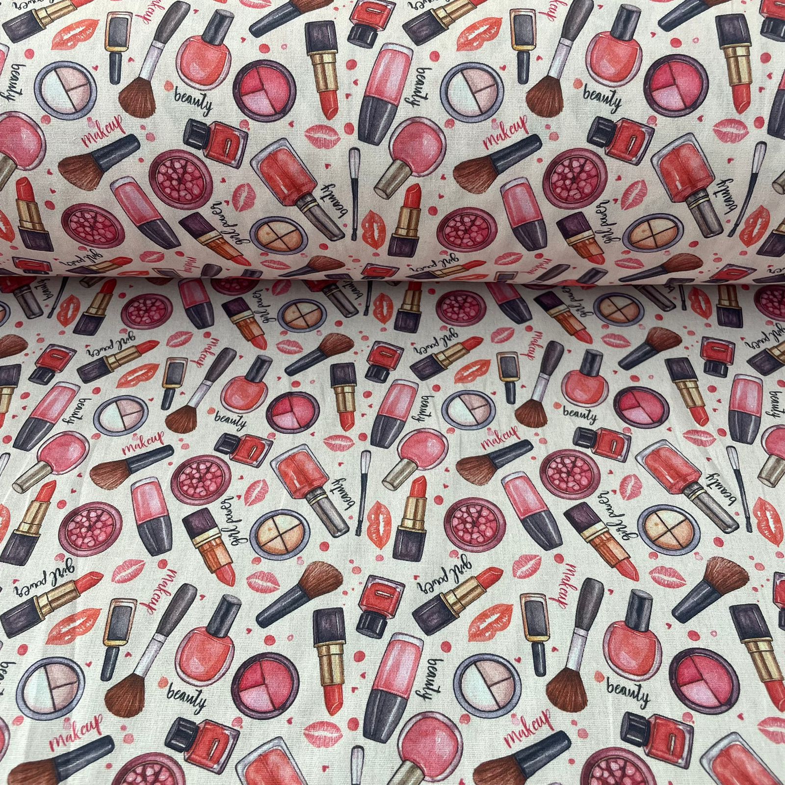 Tricoline Maquiagem Fundo Rosa 