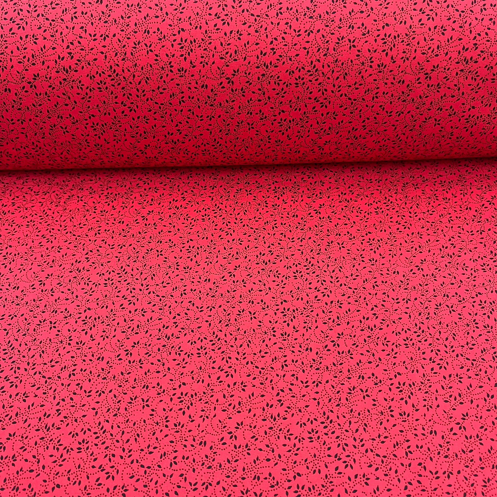 Tricoline Raminhos Vermelho e Preto