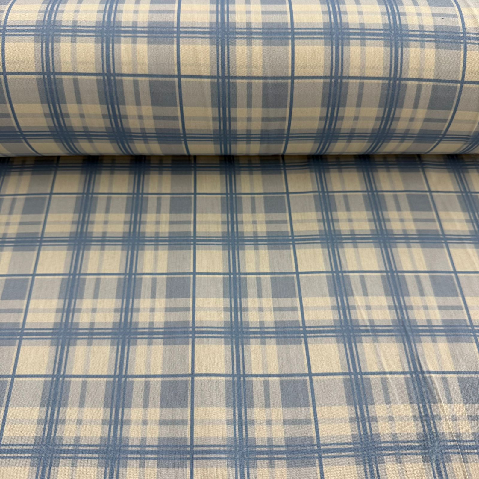 Tricoline Xadrez  Azul Antigo