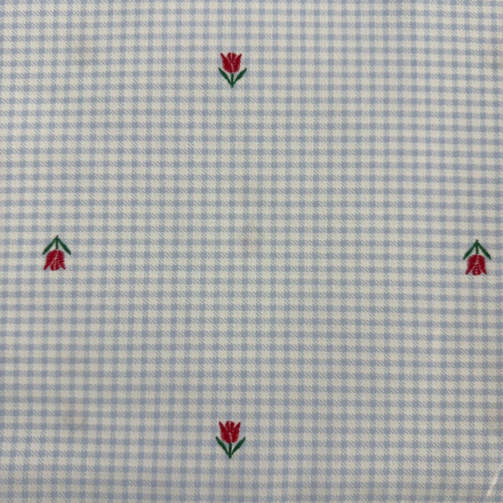 Tricoline Xadrez Azul BB  com Florzinhas 