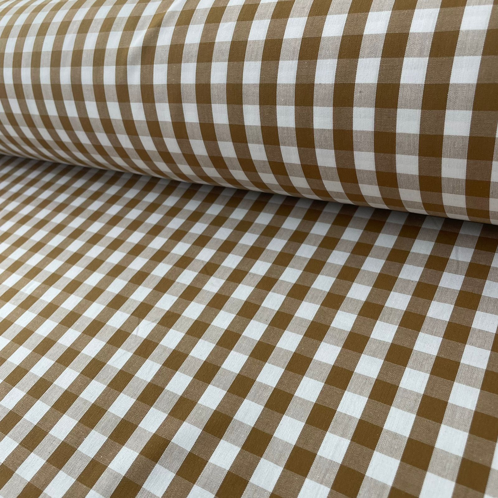 Tricoline Xadrez 1cm Fio Tinto P Bege