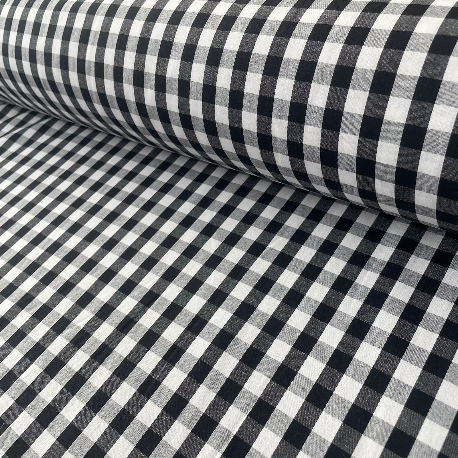 Tricoline Xadrez 1cm Fio Tinto P Preto