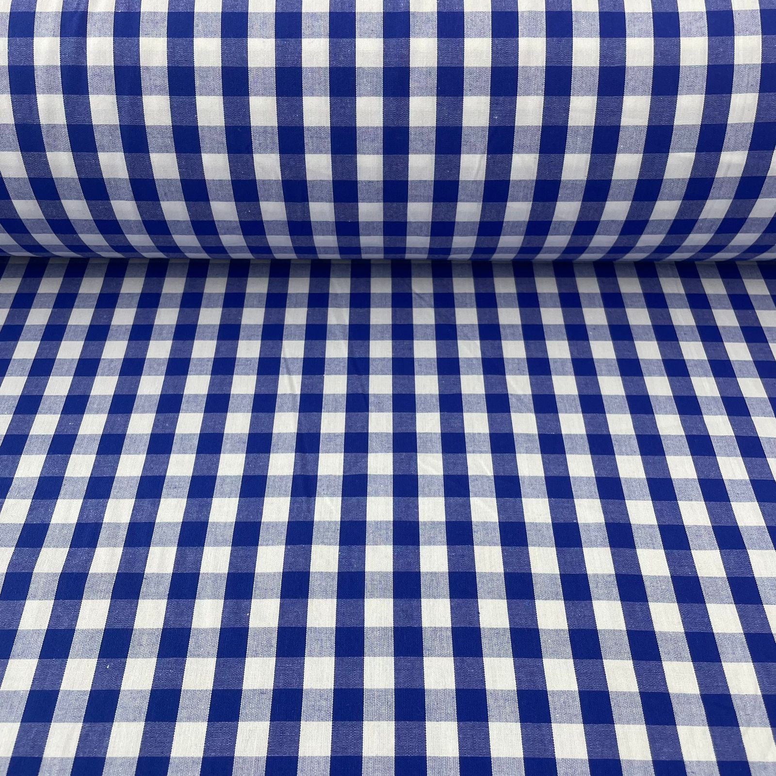 Tricoline Xadrez 1cm Fio Tinto P Royal