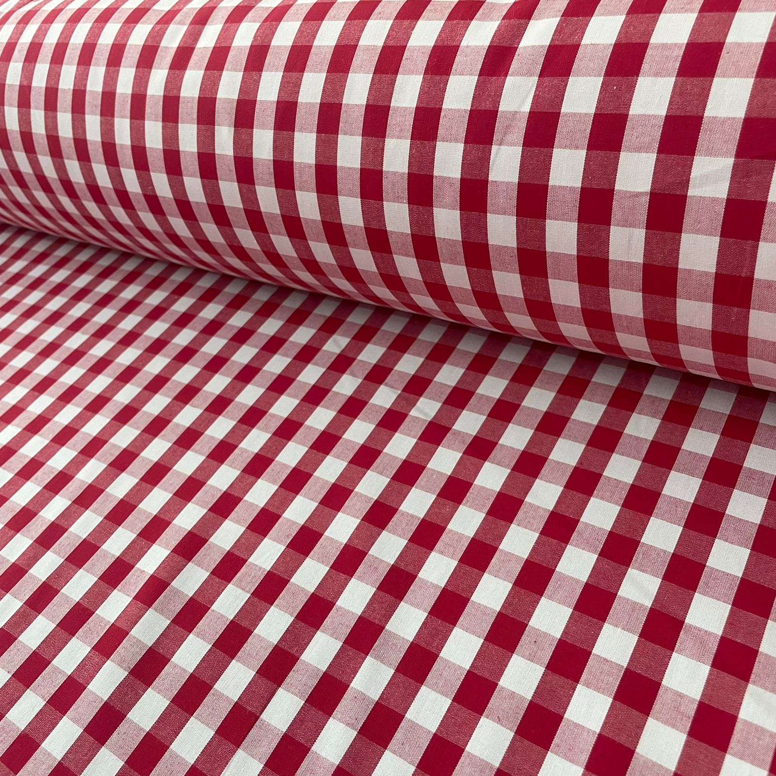 Tricoline Xadrez 1cm Fio Tinto P Vermelho  