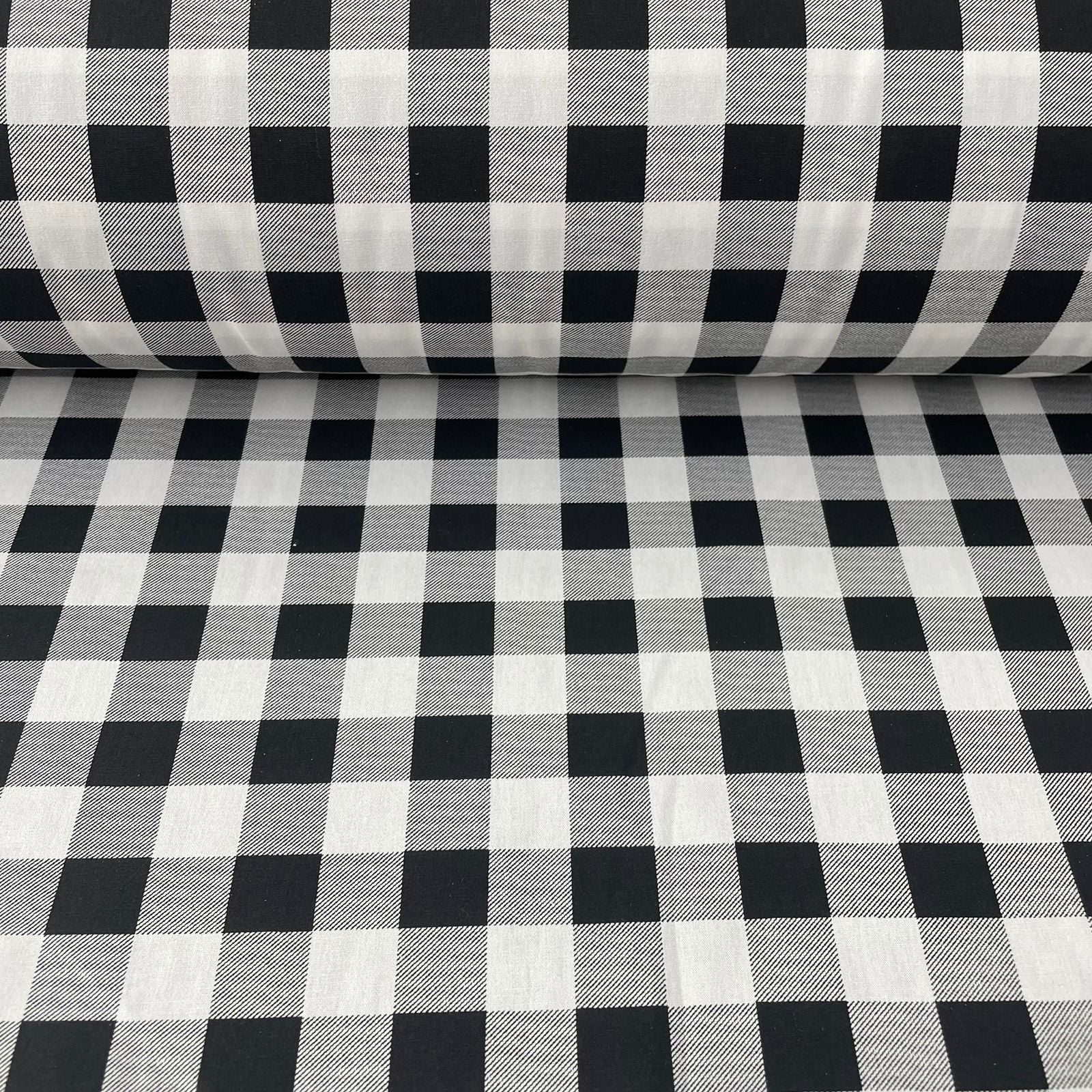 Tricoline Xadrez Preto e Branco 2,5cm 